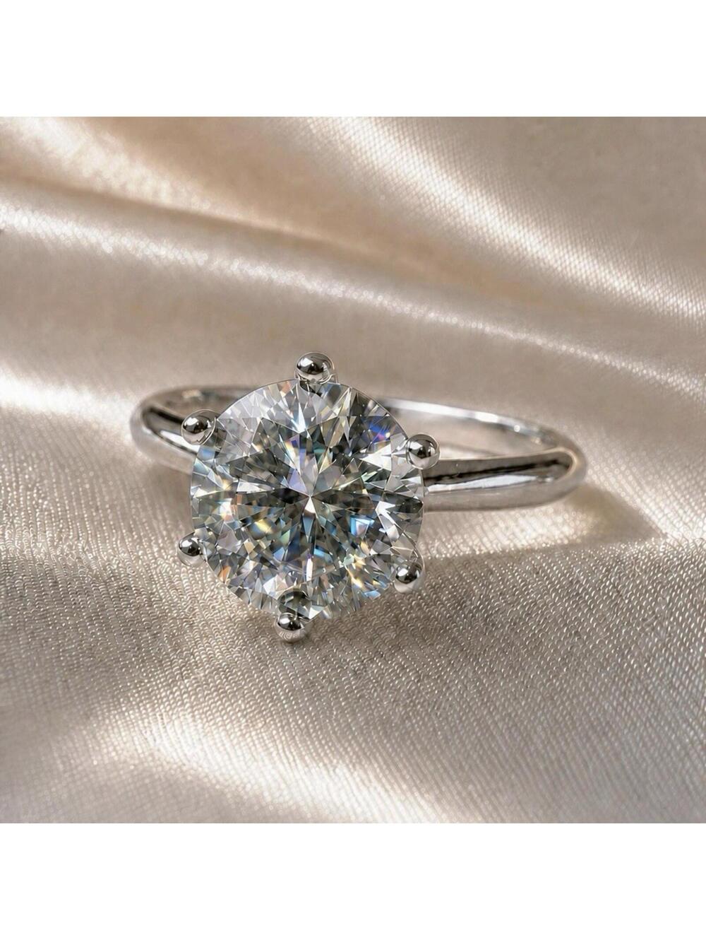 1CT Moissanite Engagement Solitaire Ring S925 Sterling Silver Wedding Gift sz 7